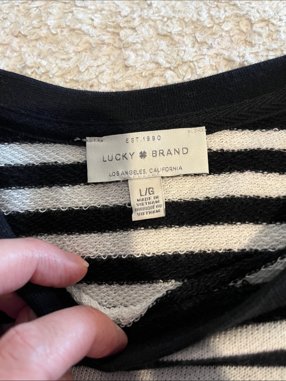 Lucky Brand Black and White Striped Crewneck Sweater - Picture 2 of 2
